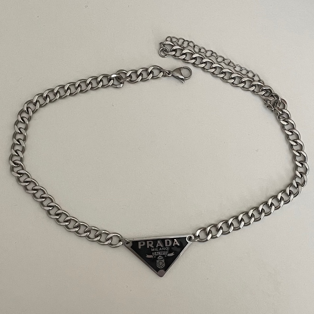 🖤 Authentic Prada Repurposed Black Silver Chunky Necklace